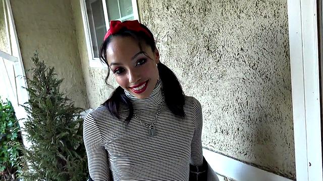 Matched cutie gets throatfucked