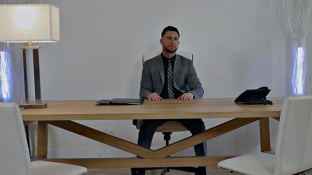 Office secretaries suck cock and get pussypounded in threesome