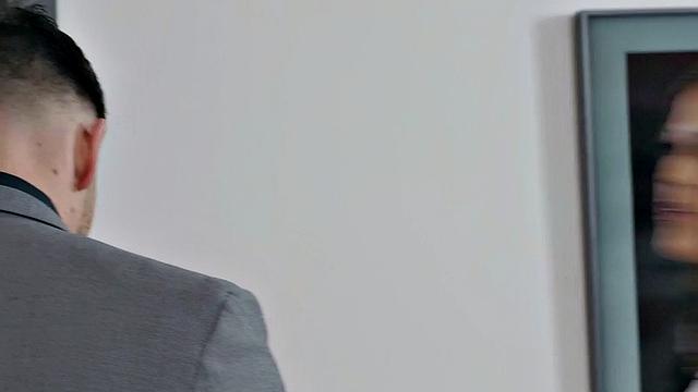 Office secretaries suck cock and get pussypounded in threesome