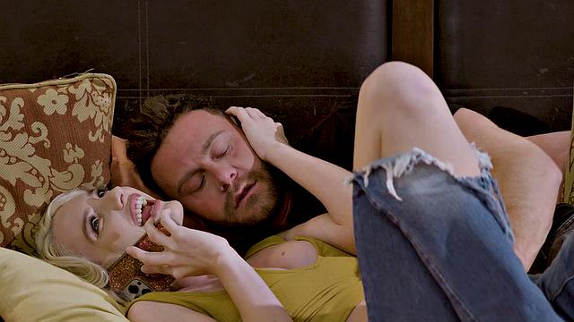 ADULT TIME - Don't Get Caught! Boyfriend Makes Kenna James Moan While On The Phone!