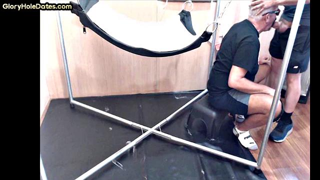 Gloryhole dirty gay fucked in ass by big white dick