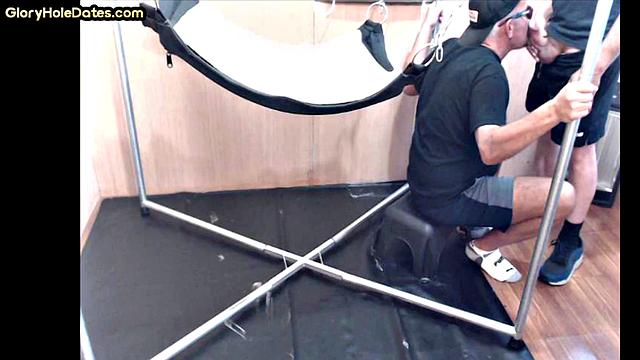 Gloryhole dirty gay fucked in ass by big white dick