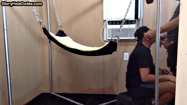 Gloryhole dirty gay fucked in ass by big white dick