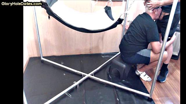 Gloryhole dirty gay fucked in ass by big white dick