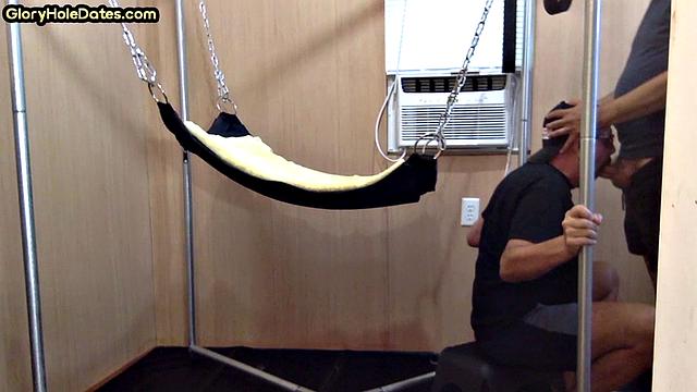 Gloryhole dirty gay fucked in ass by big white dick