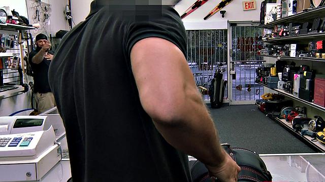 Black pawnshop amateur sucking dick before bent over