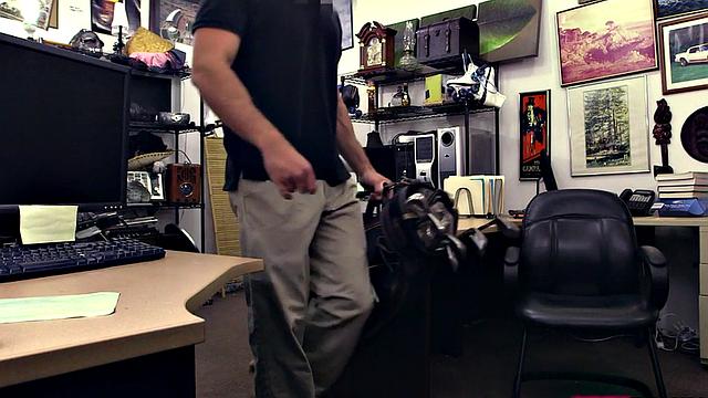 Black pawnshop amateur sucking dick before bent over