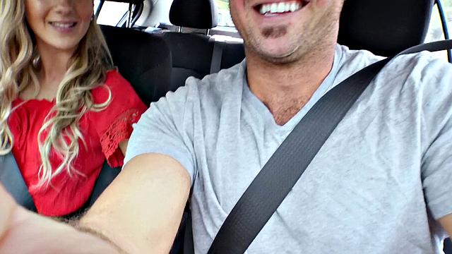 Blonde teen's tight pussy gets stretched and glazed in shorts and sneakers