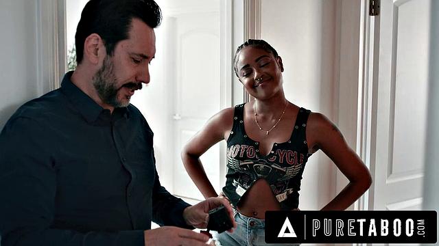 PURE TABOO Naive Destiny Mira Catches Creepy Overprotective Stepdad Putting Cameras Around The House