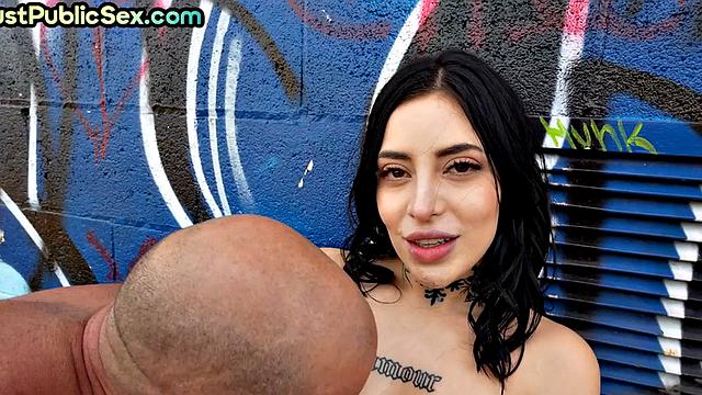 Picked alt babe pounded in her tight pussy outdoor