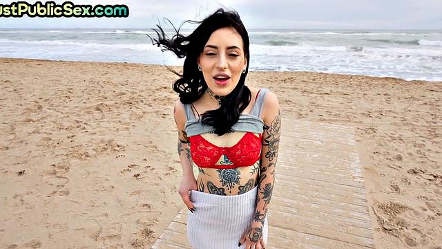 Picked alt babe pounded in her tight pussy outdoor