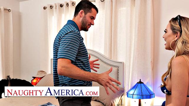 Busty blonde Blake Blossom takes a big sausage at Memorial Day BBQ