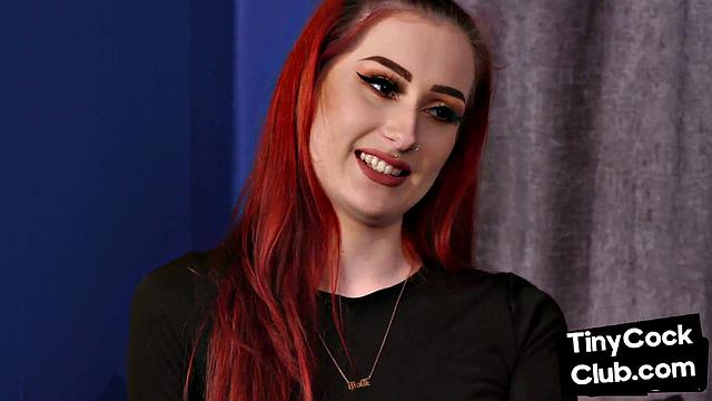 Stockings femdom wanking small cock