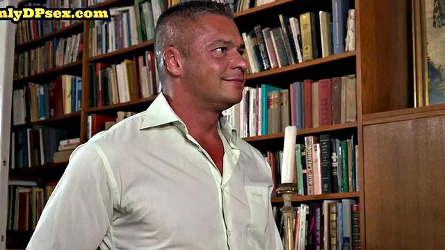 Double drilled secretary in 3some in meeting room