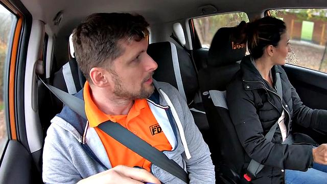 Amateur driving babe public fucked in car by tutor