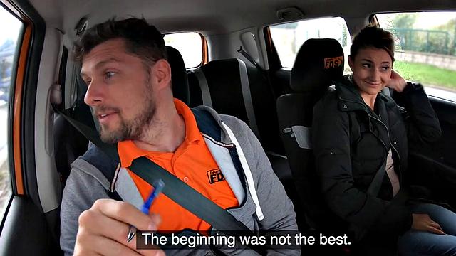 Amateur driving babe public fucked in car by tutor