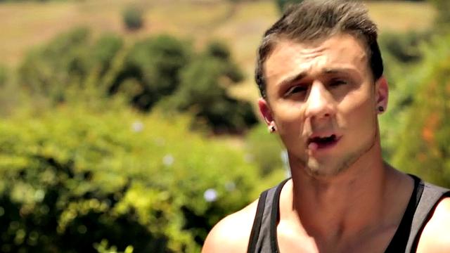 Shaved hunk teases butt and masturbates in solo action