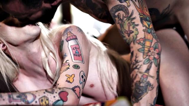TRANSFIXED - Hot Tattooed Teen Jenna Gargles Has Her Butt Ravaged By Hung Dad