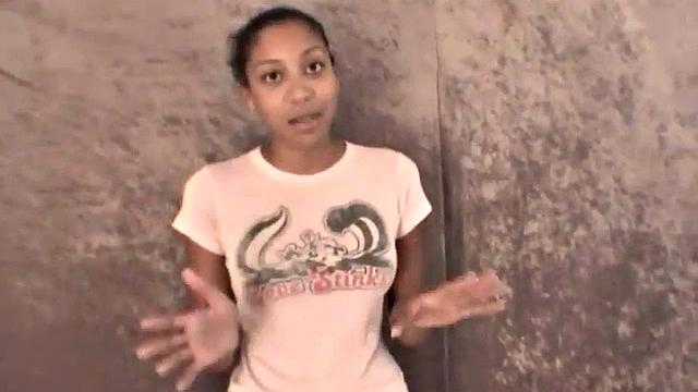 Slim amateur ebony teen fucks her pussy with a dildo in solo