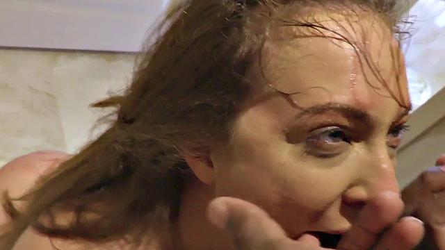 Brunette babe buttfucked with Nubian cock after giving head