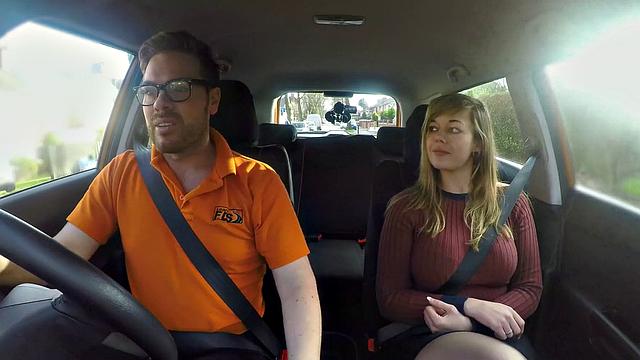 34F Boobs Bouncing in driving lesson