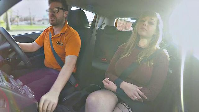 34F Boobs Bouncing in driving lesson
