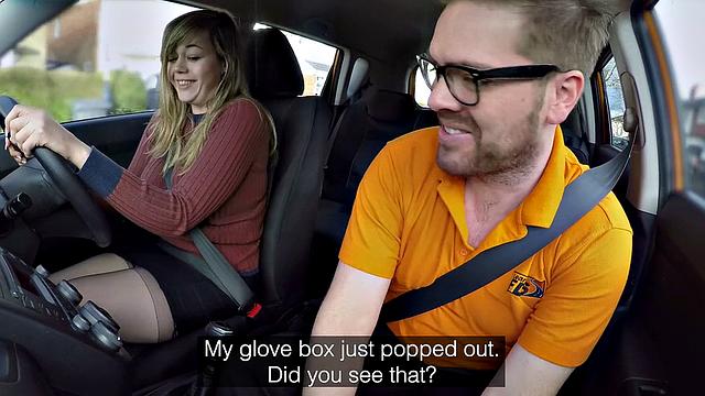 34F Boobs Bouncing in driving lesson