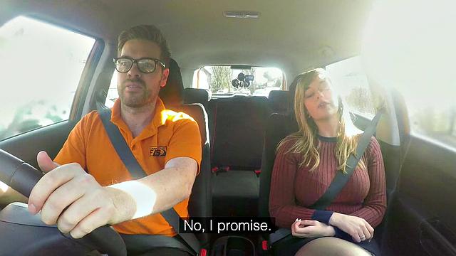 34F Boobs Bouncing in driving lesson