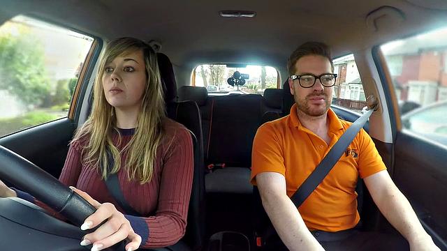 34F Boobs Bouncing in driving lesson