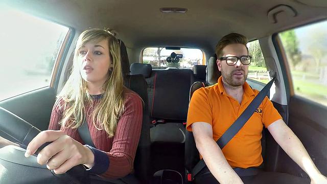 34F Boobs Bouncing in driving lesson