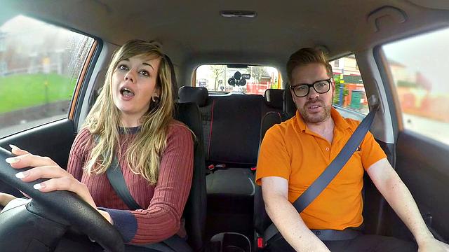 34F Boobs Bouncing in driving lesson