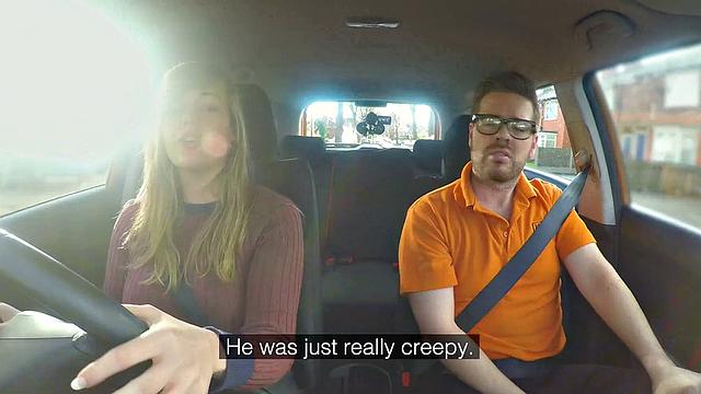 34F Boobs Bouncing in driving lesson