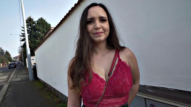 Picked up busty amateur pussypounded after titfuck