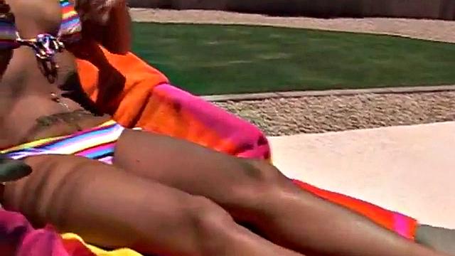 Hot teen sunbathing outdoors in the sun