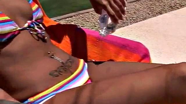 Hot teen sunbathing outdoors in the sun
