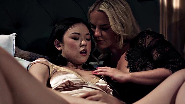 ADULT TIME - Innocent Lulu Chu CAUGHT AND DOUBLE TEAMED By Roommate And GF In Dream Threesome