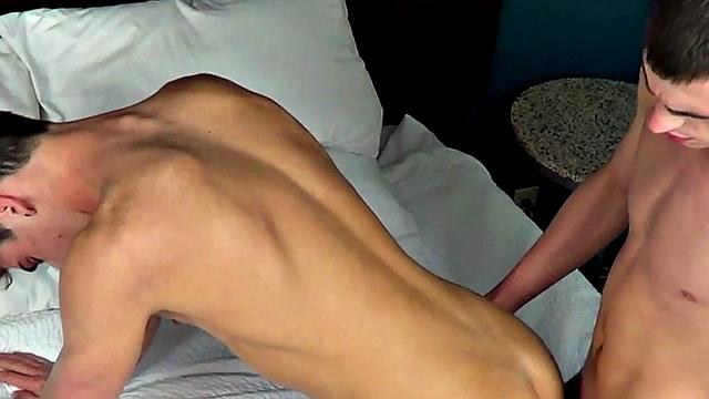Skinny twink bareback fucks BFs tight asshole