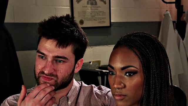 Ebony female fucked in front of cuckold by her doctor