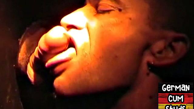 Real German gloryhole lover sucks cock for facial in closeup