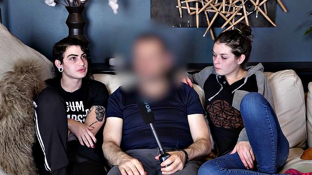 Tattooed babe dominates with deepthroating, anal toys and gagging in jeans