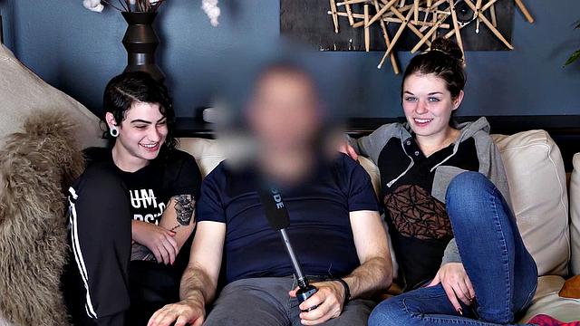 Tattooed babe dominates with deepthroating, anal toys and gagging in jeans