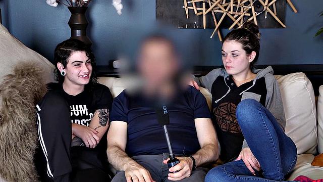 Tattooed babe dominates with deepthroating, anal toys and gagging in jeans