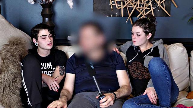 Tattooed babe dominates with deepthroating, anal toys and gagging in jeans