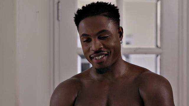 Black jock pounding ass of white tattooed stud at home