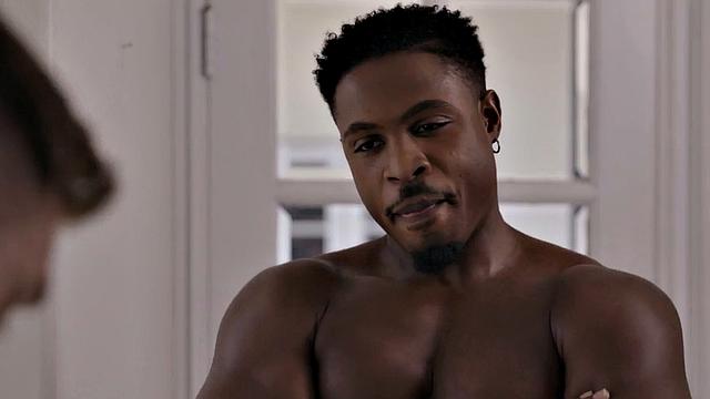 Black jock pounding ass of white tattooed stud at home