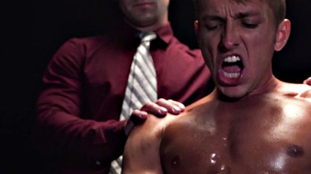 Masonic daddies fuck oiled stud bottom in 3some action