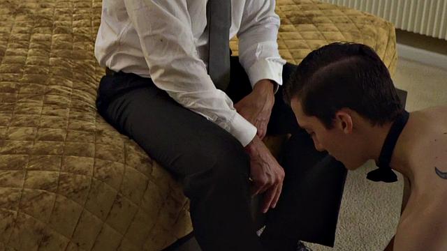 Submissive twink barebacked and rimmed by dominant