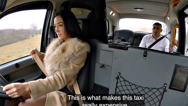 Skinny taxi driver rides client's cock in public outdoor sex