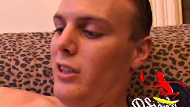 After stripping, Phil strokes his cock while watching a porn video. He fingers his asshole and edges himself a few times, before blasting a warm load onto his chest.