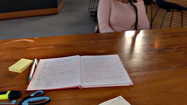 Voyeur watches amateur babe with glasses masturbate